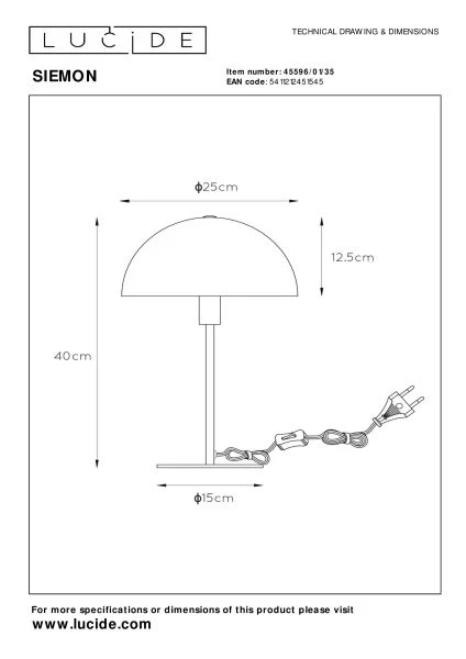 Lucide SIEMON - Table lamp - Ø 25 cm - 1xE14 - Blue - technical